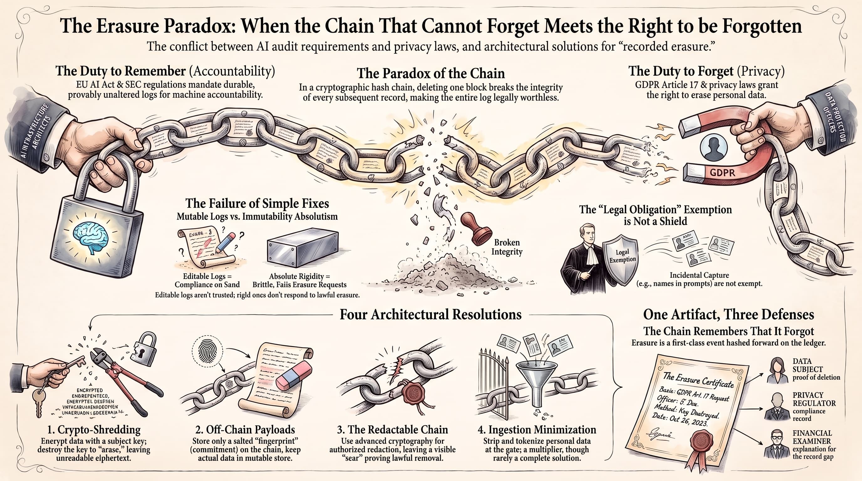 The Erasure Paradox: The Right to Be Forgotten Meets the Chain That Cannot Forget